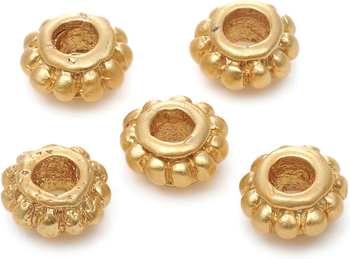 Craftdady 150Pcs 18K Gold Corrugated Round Spacer Beads 5mm Tiny Brass Lantern Ball Loose Beads for Jewelry Craft Necklace Bracelet Earring