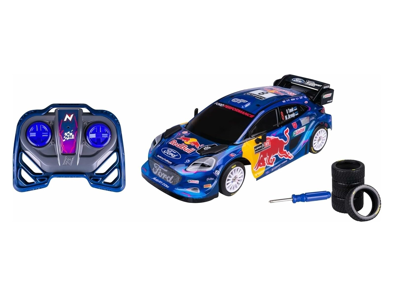 Nikko Coche Radio Control M-Sport Ford Puma Hybrid Rally 1 con Ruedas Extra