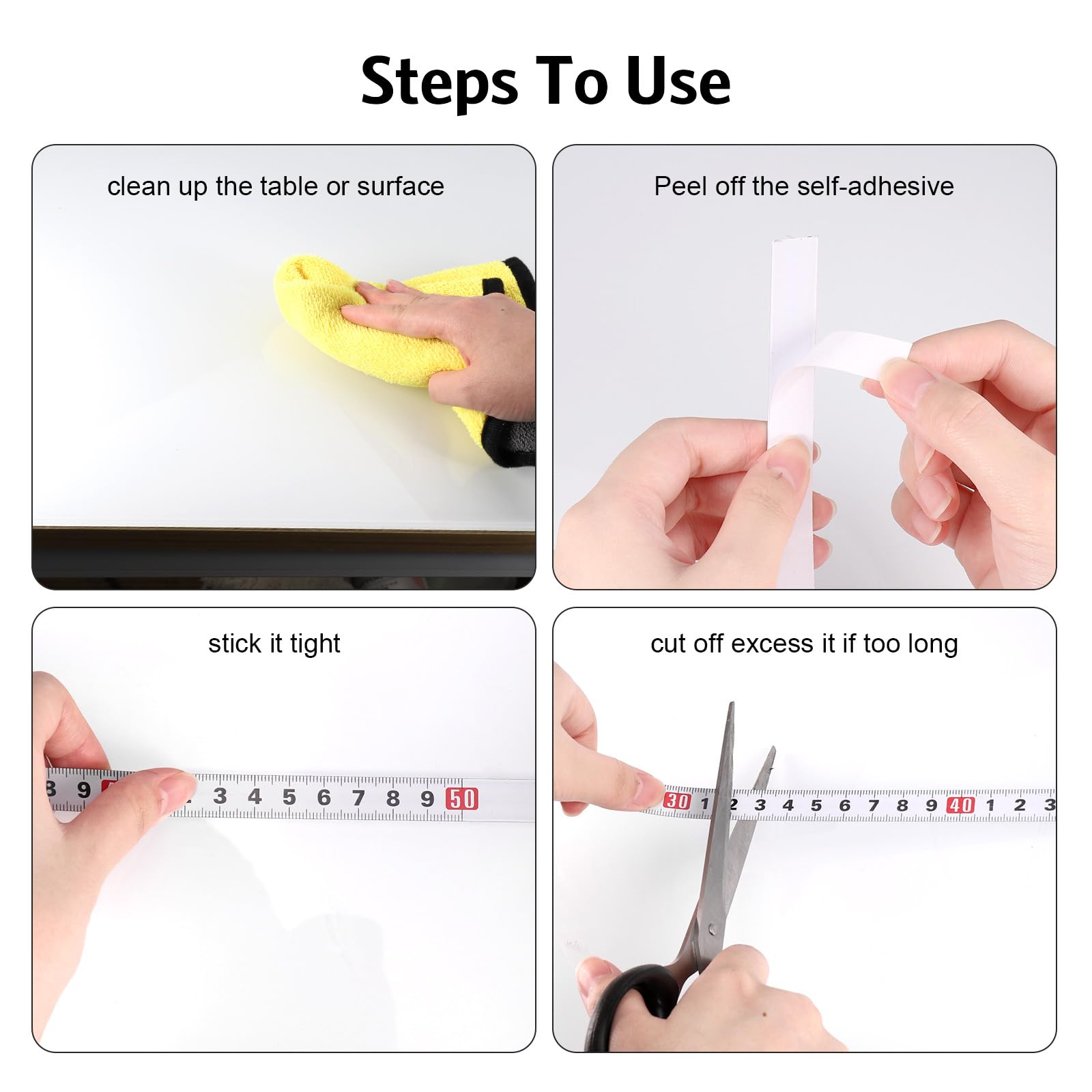 4 Pezzi Metro A Nastro Autoadesivo - 100 Cm, Nero Con Scale Metriche, Per Banchi Da Lavoro, Seghe E Utensili - Foto 1