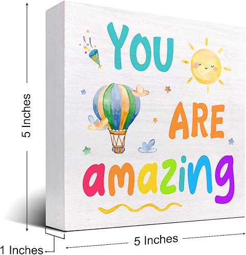 Miniatura 2 de Letreros de madera inspiradores para niños, letrero de madera de afirmaciones positivas, letrero de madera con texto en inglés "You Are Amazing