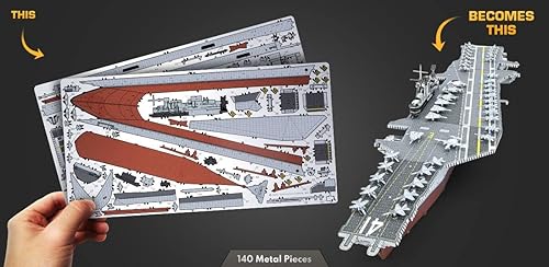 Miniatura 5 de Metal Earth Fascinations Premium Series USS Midway - Kit de portaaviones modelo de metal 3D con pinzas