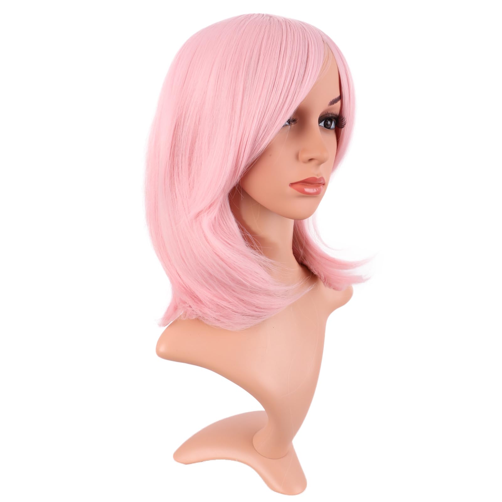 MapofBeauty 16 Inch/40 cm Fashion Short Side Bangs Synthetic fiber Hair BOB Women Wig (Pink Pale) - Image 2