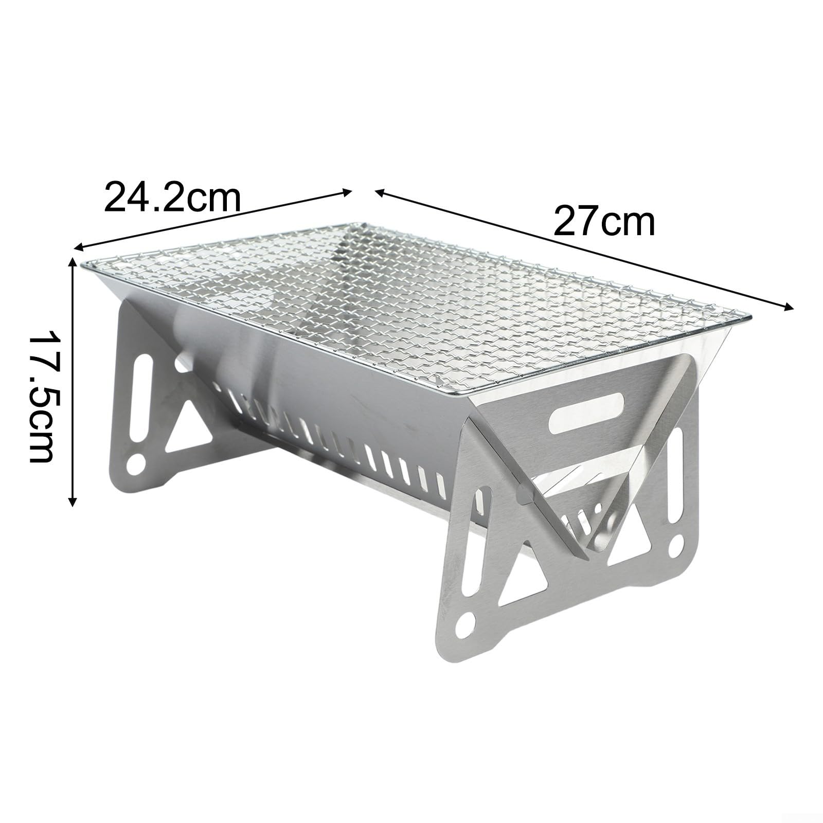 Parrilla plegable para fogata, 40 x 24,2 x 17,5 cm, estufa portátil de carbón para acampar al aire libre, construcción de acero inoxidable, montaje rápido y uso multiescenario (40 x 24,2 x 17,5 cm)