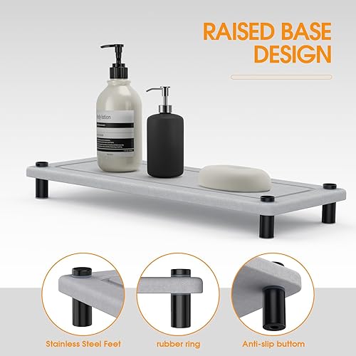 Miniatura 5 de Zrfmib Organizador para fregadero, organizador de fregadero de cocina de baño de secado instantáneo, bandeja de fregadero de piedra de diatomita