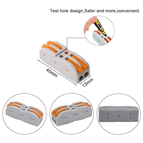 Miniatura 2 de FULARR - 15 conectores de alambre de tuerca de palanca SPL-2 de alta calidad, conectores de cable compactos de 2 vías de 4 puertos, conductores de