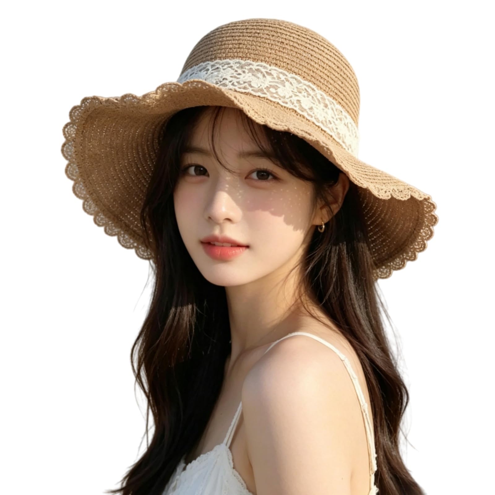 Cappellino da Baseball,Cappello Pescatore Elegante Bow Sun Cappello per Le Donne, Leggero di Vacanza Ampio Bordo Viaggi in Spiaggia E Usura Quotidiana-nz478-khaki