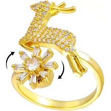 Sunflower Fidget Ring for Women Gold Anxiety Crystal Rings Cubic Zirconia Sunflower Open Adjustable Fidget Ring Spinner Sun Ring for Men Trendy Jewelry
