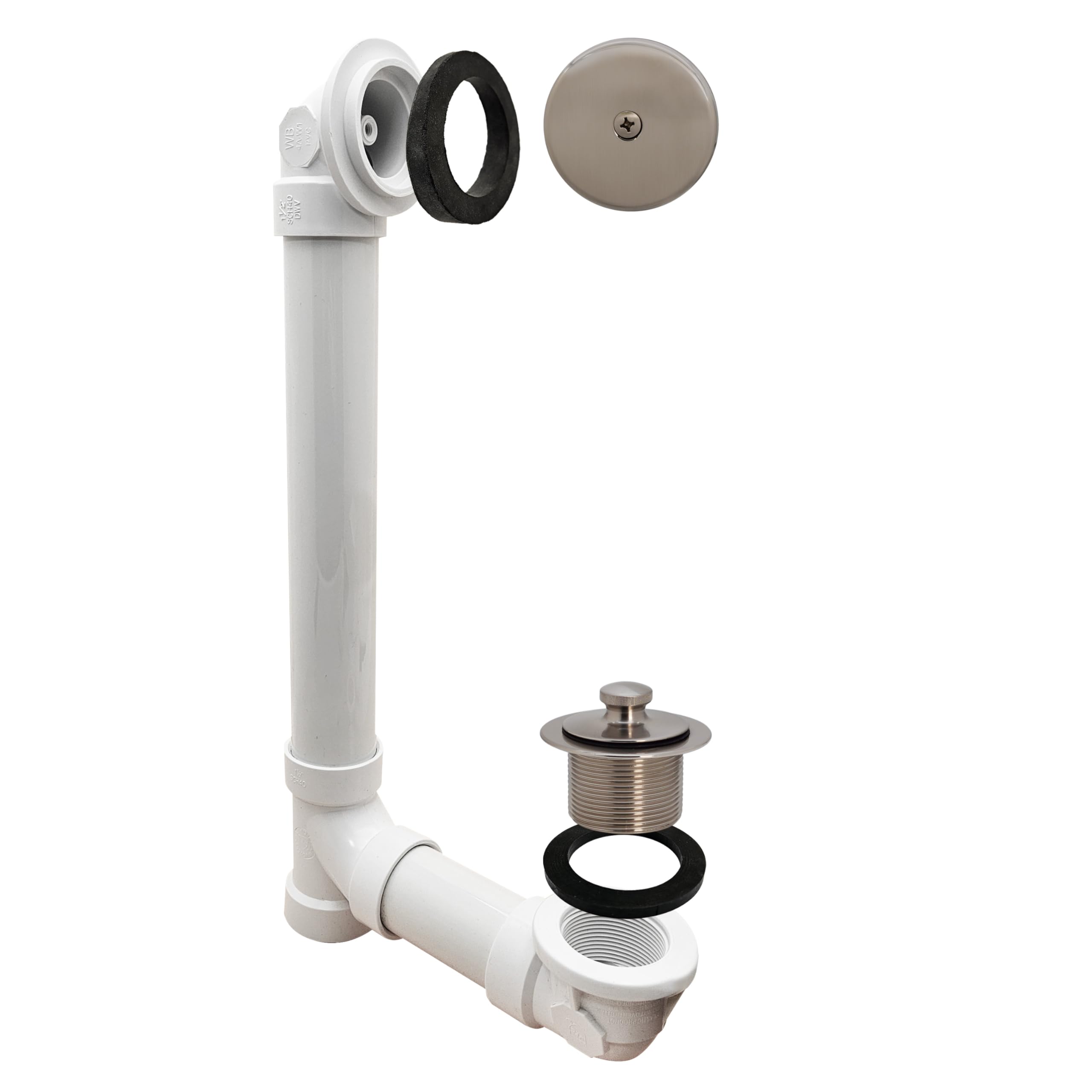 Westbrass d49721 Pull & drenaje SCH. 40 PVC desagüe de bañera con one-hole parte superior codo Satin Nickel