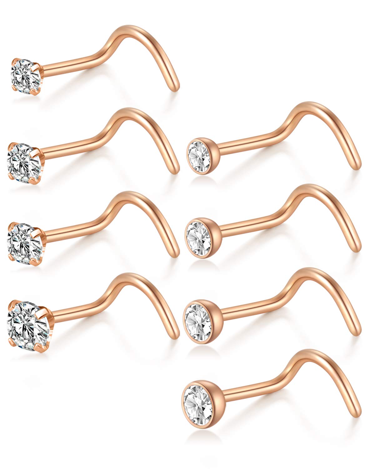 Rajnard Zwarte neusring studs schroef set roestvrij staal 0.6/0.8/1.0mm neusgat 7mm bar L vorm voor vrouwen mannen piercing sieraden 22g/20g/18g, 1.0mm x 7mm, Metaal