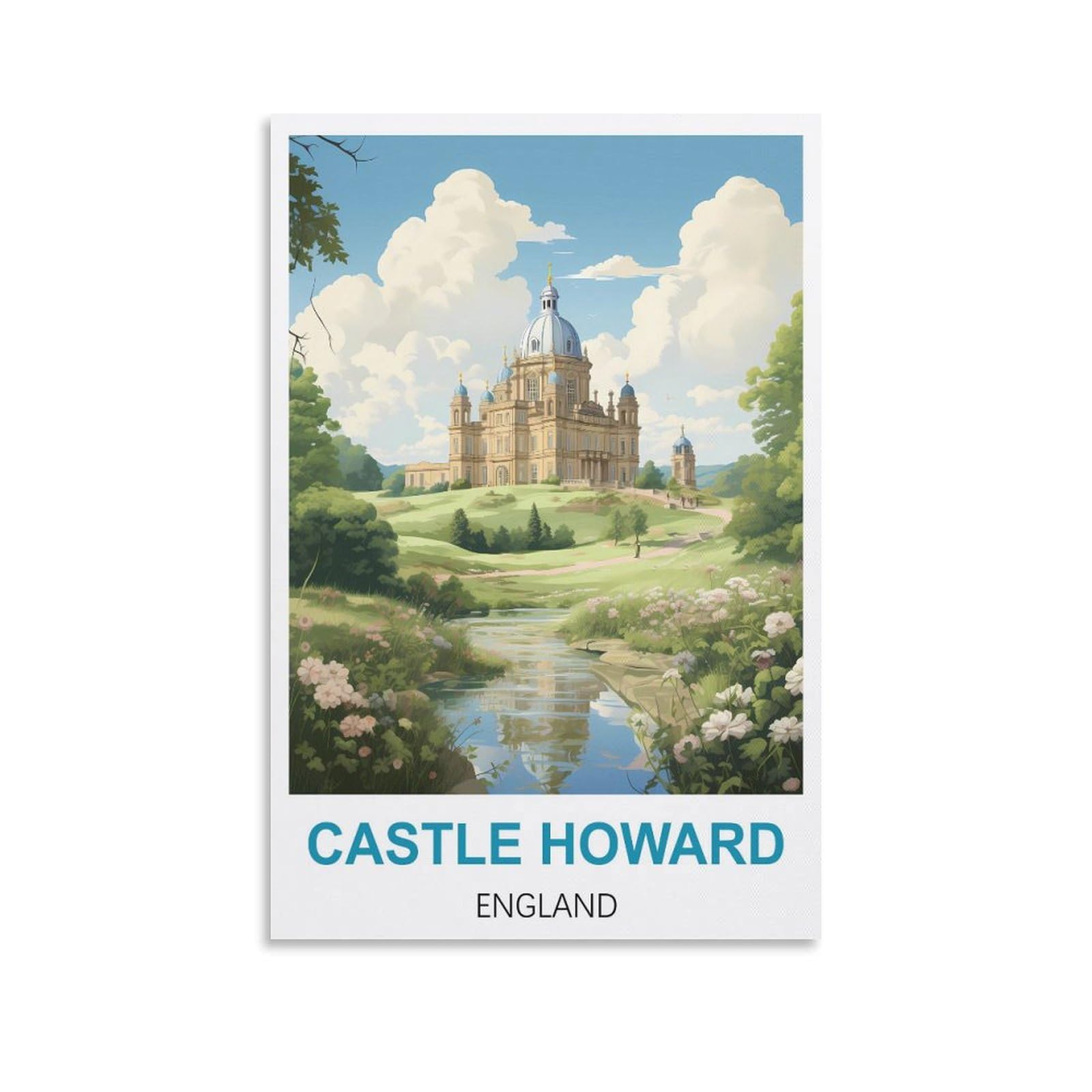 Metal Tin Sign,Castle Howard Englands,Ideal for Pub Shed Bar Office Man Cave Home Bedroom Dining Room Kitchen 30x30cm