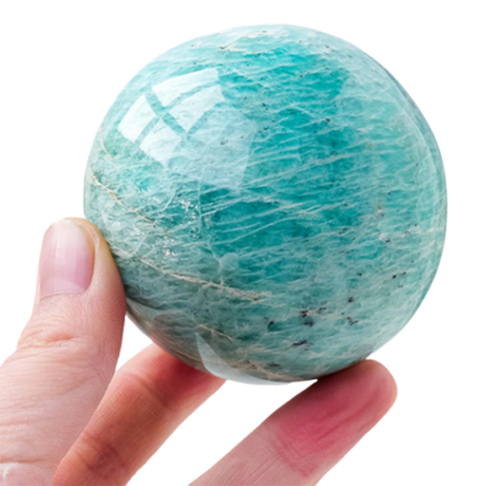 SHFTQXSLAT Feng Shui Gemstone Sphere Crystal Ball Sculpture Figurine with Wooden Stand for Home Decoration Divination,70-75mm