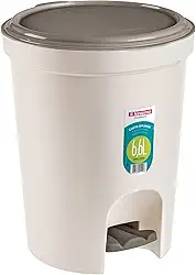 Sanremo - Lixeira Plástica com Pedal de 6,6 Litros, Cor Creme, Linha Casablanca
