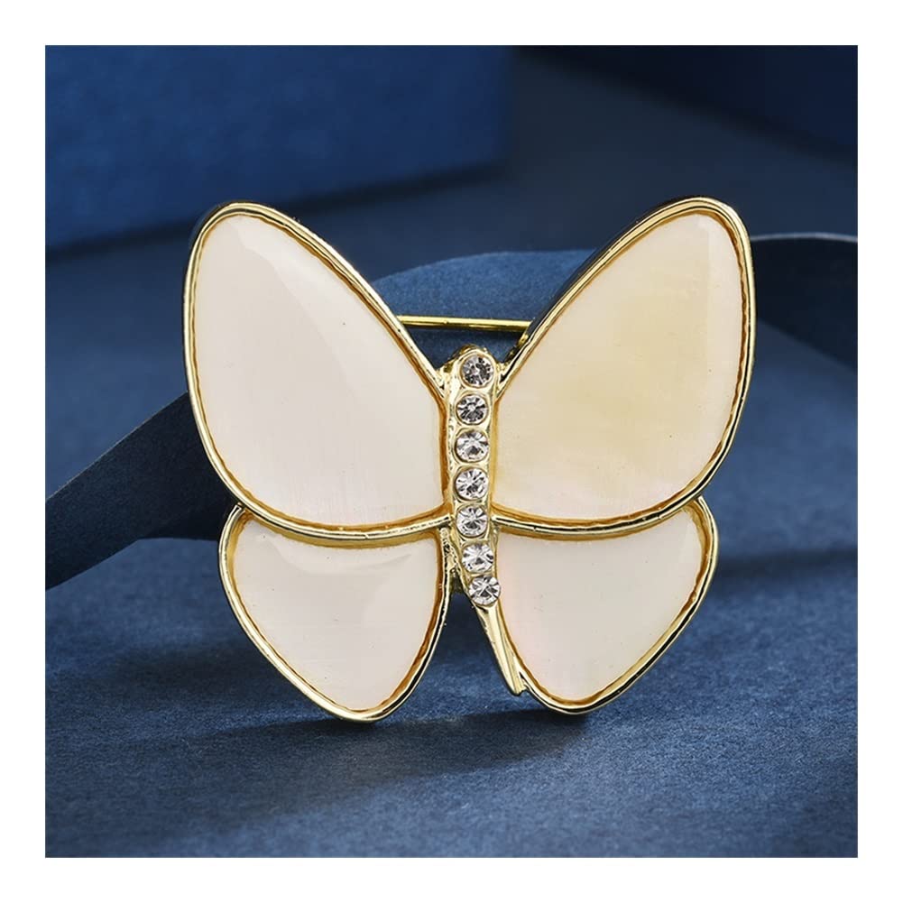 Spilla da Donna Farfalla in Metallo da Donna con Strass intarsiato, Spilla, pinerium Bianco, pneuminopatia, Decorazione Giacca Giacca Versatile Fiore Seno