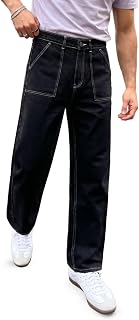 Men's Loose Baggy Fit Washed Denim Jeans Non-Stretchable