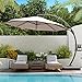 LAUSAINT HOME Outdoor Patio Umbrella with Base included, 11 FT Deluxe Curvy Cantilever Umbrella Heavy Duty Offset Hanging Umbrella with 360° Rotation for Market, Pool, Garden, Backyard, Deck (Beige)