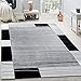 Produktbild Paco Home Designer Teppich Wohnzimmer Teppich Bordüre in Grau Schwarz Creme Preishammer, Grösse:80x150 cm