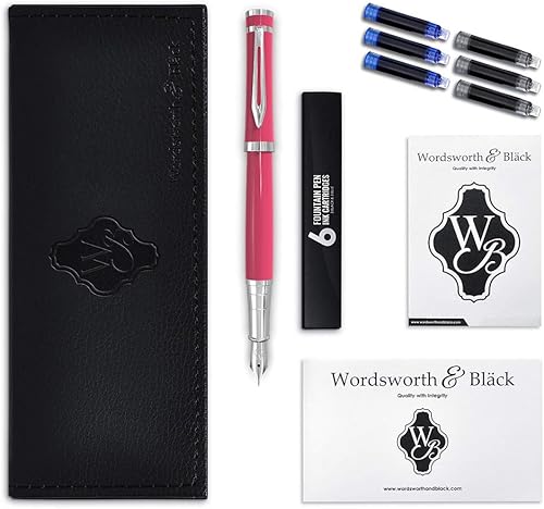 Miniatura 2 de Paquete de juego de pluma estilográfica, punta media, incluye 6 cartuchos de tinta y convertidor de recarga de tinta, estuche de regalo con botella