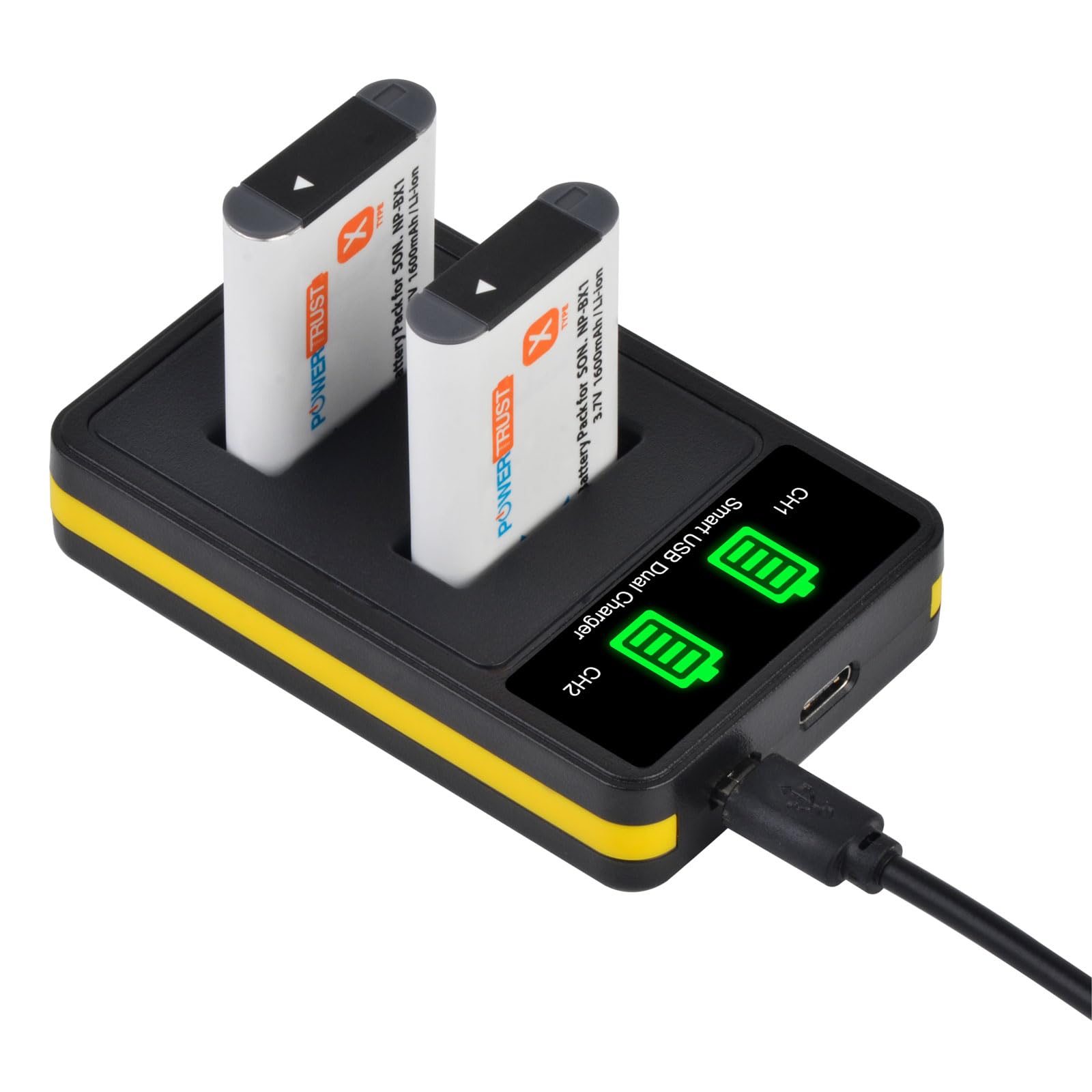 PowerTrust 2-Pack NP-BX1 NP BX1 Battery with Charger for Sony DSC-RX100M6 DSC-RX100M7 RX100M5A RX1 RX1R HDR-PJ410 HDR-AS30V HX50 DSC-HX90 WX350 DSC-WX500 ZV-1 Vlog Digital Camera