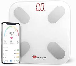 PowerMax Fitness® BCA-150 Smart Bluetooth Body Fat Scale - Smart BMI Digital Bathroom Wireless Weight Scale & Body Composition Analyser with Smartphone App