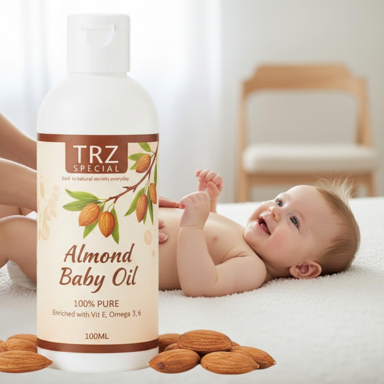 Pure Almond Oil child Whitening baby MassageOil 100 m.l. Gentle for Baby’s Skin & Bones | With Natural Oils| Skin Lightening Baby Glow Oil Tel-image-15