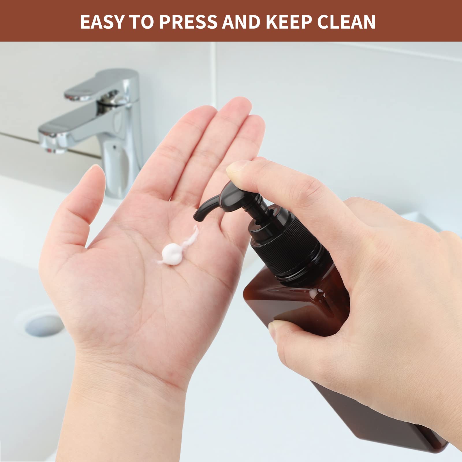 Segus Pump Bottle Dispenser, 3 Pieces 280ml Liquid Soap Dispenser, Refillable Shampoo and Conditioner Bottles - Image 3