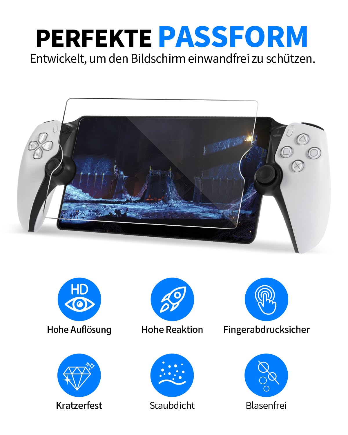 PALPOW Zubehör für PlayStation Portal Tasche Kompatibel mit PS Portal Zubehör Set, Tasche Case Hülle für PS5 Portal with Silikon Schutzhülle, Displayschutz mit 4 Joystick Kappen - Schwarz