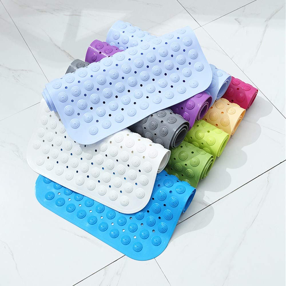 Tapis de bain non toxique extra long vert antidérapant avec ventouses lavable en machine 40 x 100 cm