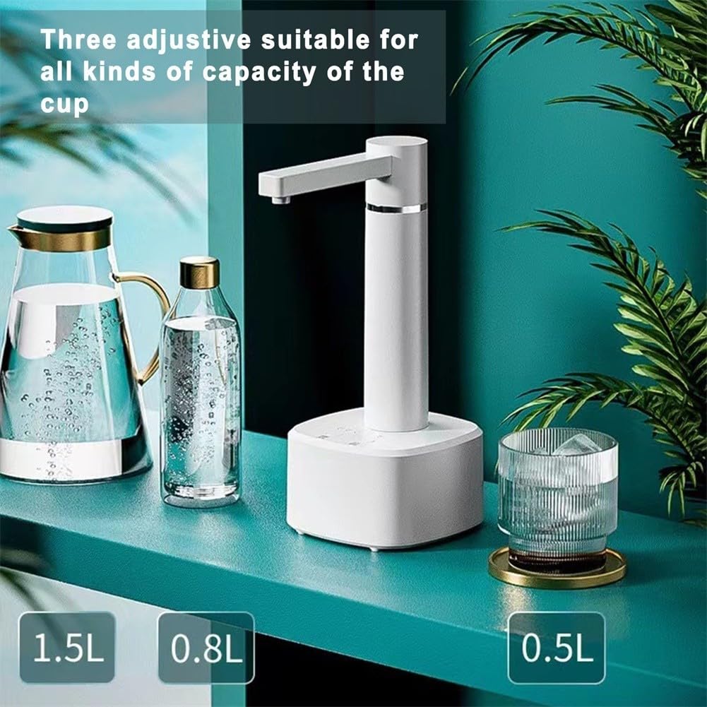 Dispensador de agua eléctrico portátil con ajustes ajustables, para uso doméstico y de oficina (blanco)