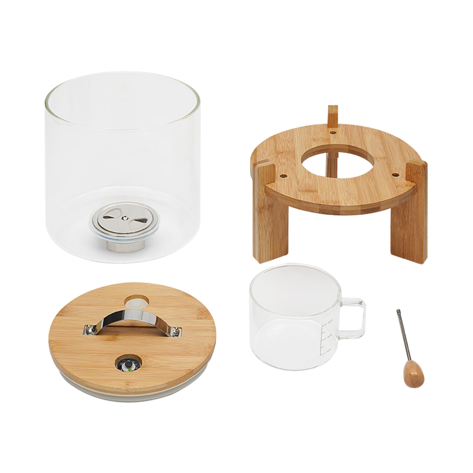 BAITGMYING 5L Rice Dispenser Cereal Dispenser Grain Container Wide Mouth Opening Glass Storage Cereal Dry Food with Valve Measuring Cup Sealing Lid