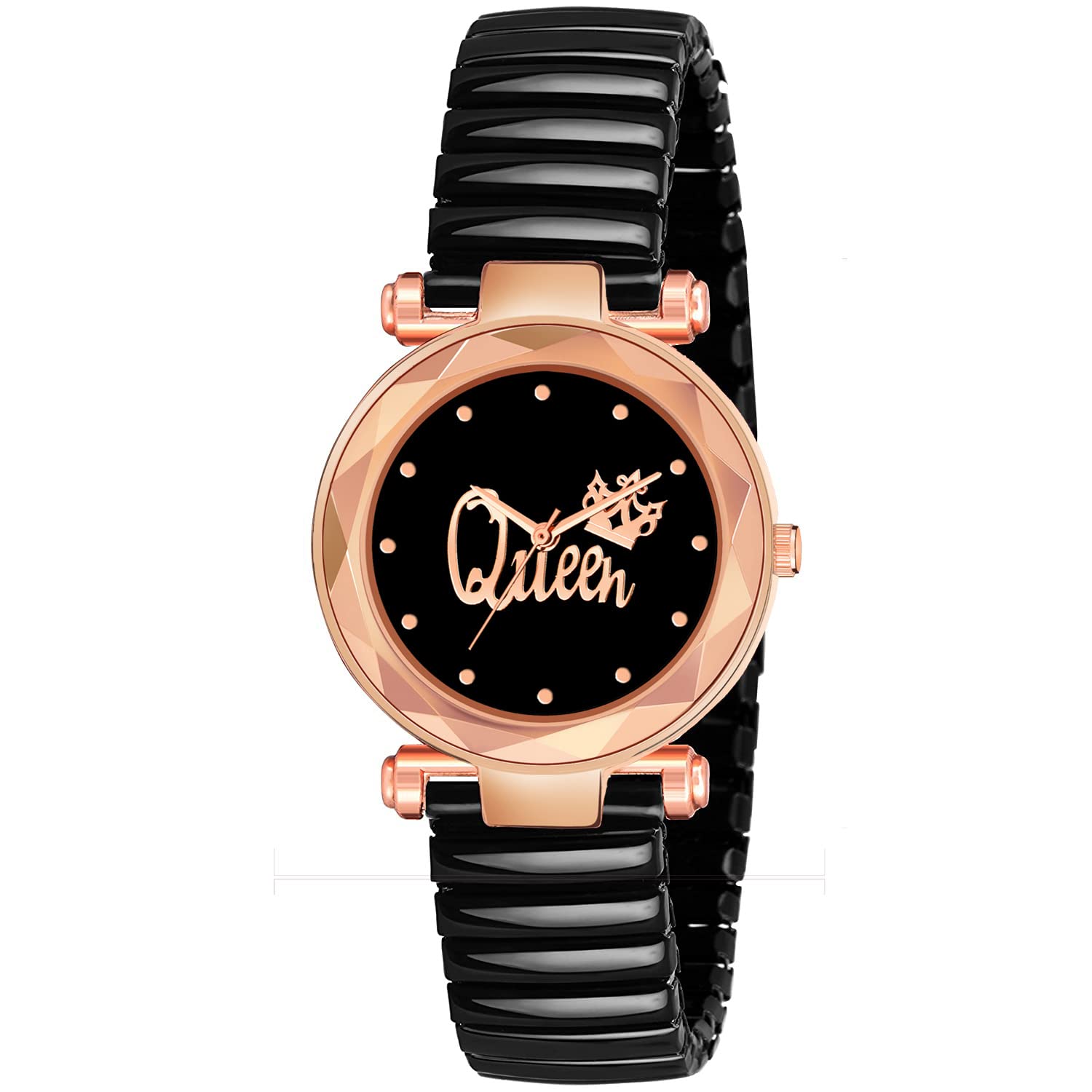 MIVAAN Womans Black Cut Glass Dial Elastic Bend Analouge Watch for Girls (Black-02) (B0C2VJC3B6) Amazon Price History, Amazon Price Tracker