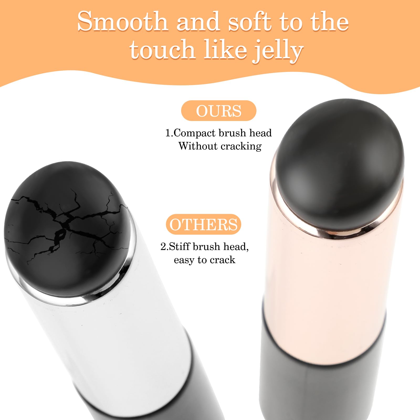 Amabro Lot de 2 pinceaux de maquillage réutilisables en silicone à tête ronde hautement élastique pour gloss à lèvres, huile à lèvres, masque à lèvres, accessoires de maquillage portables, essentiels