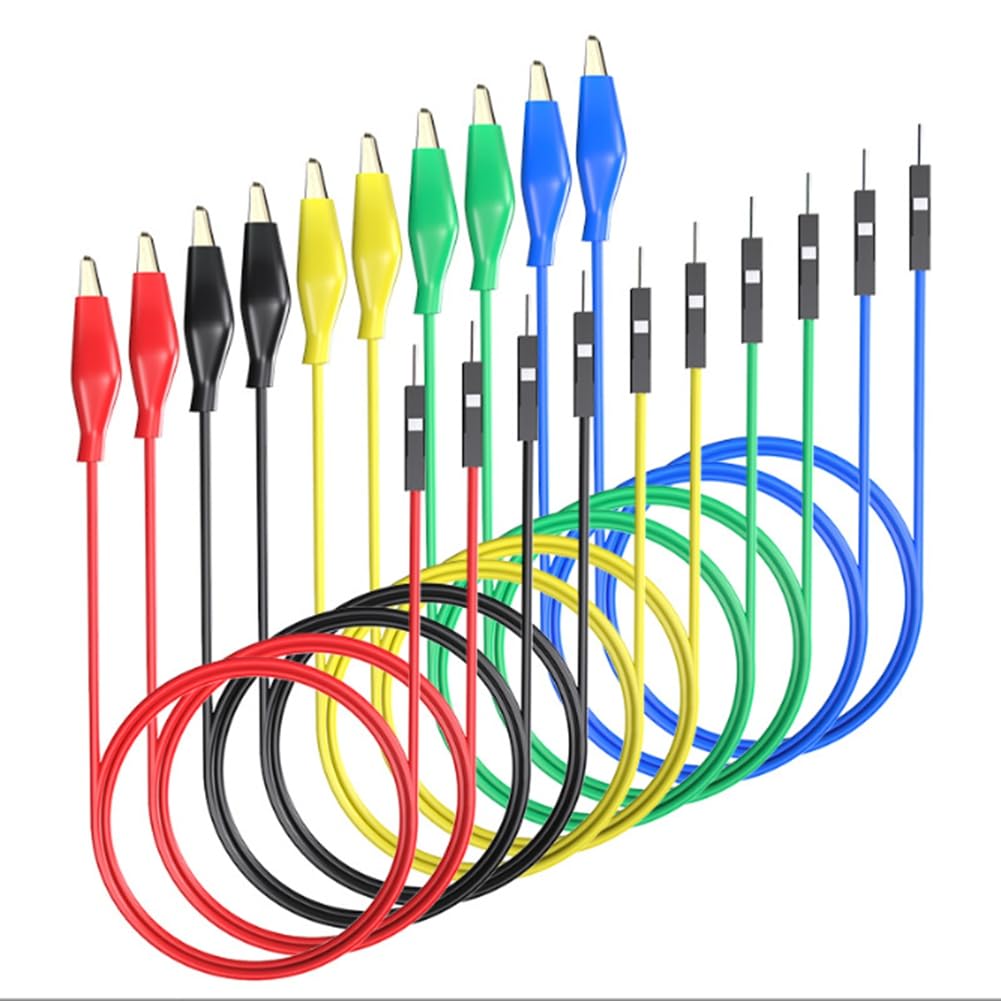 Aboiled Silicone Test Leads Soft Flexible Alligator Clips to Breadboard Male Jumper Wires for Electrical Testing P1533