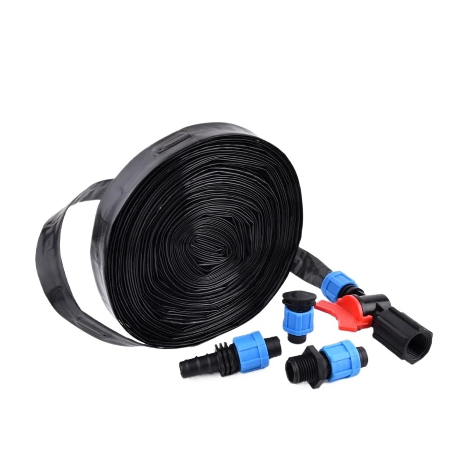 Cinta de goteo de PE, Cinta de riego por goteo 16 mm, juego 20 m, 2 orificios, negro, azul, 0,2-0,4, 10-50 cm(Set J,THICK0.2MM-HOLE PITCH30CM)