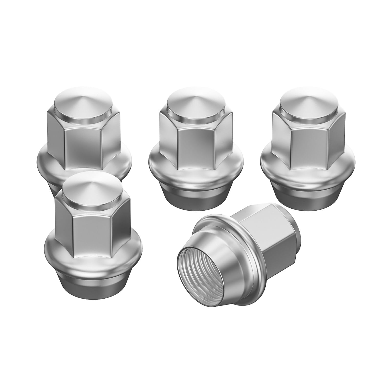 Set of 5 Wheel Nuts M12 x 1.5, Solid One-piece Design Chrome Wheel Lug Nuts for Ford Focus Fiesta Alloy Wheels, 19MM Hex Bolt Lug Nuts Anti-rusting Updated