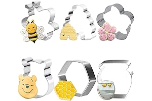 6Pack Bee Cookie Cutters Set, Beehive,Honey Jar,Winnie the Pooh,Flower