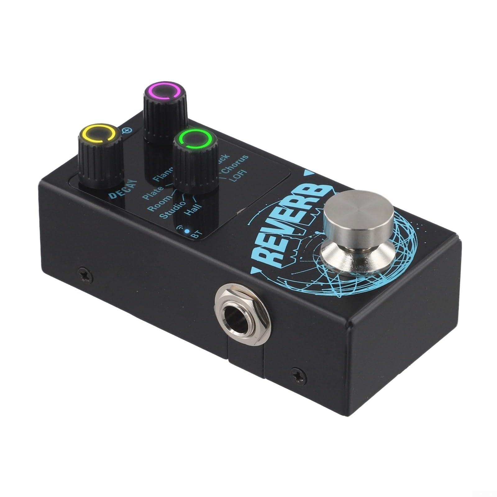Pedal de reverberación de guitarra digital con 9 efectos de reverberación con decaimiento independiente y ajustes de mezcla húmeda/seca y True Bypass