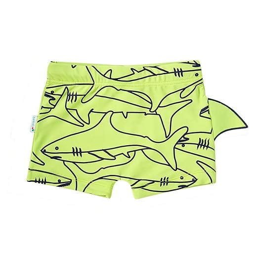 Sunga Boxer Infantil Proteção UV Shark Verde Neon Tip Top
