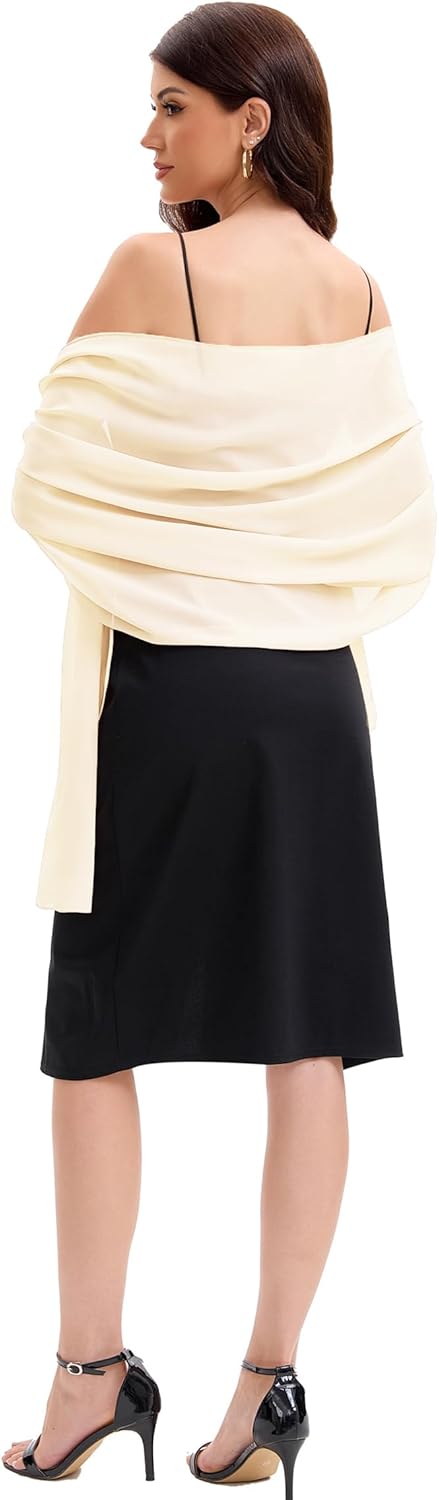 Baoqiya Women's Shawls and Wraps for Evening Dress Chiffon Shawl Soft Elegant Silky Pashmina Wedding Bridal Scarf - Image 6