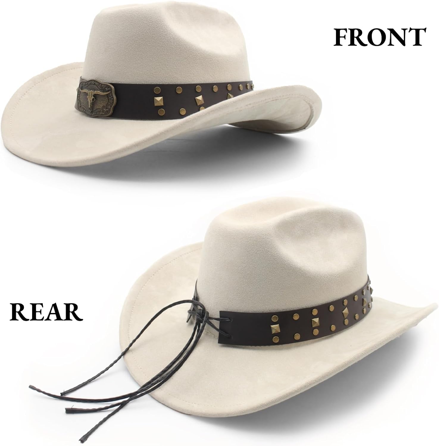 LIDHAY Cowboy Hat for Women Men with Shapeable Wide Brim Western Suede Hat for Cowboys and Cowgirls - Image 7