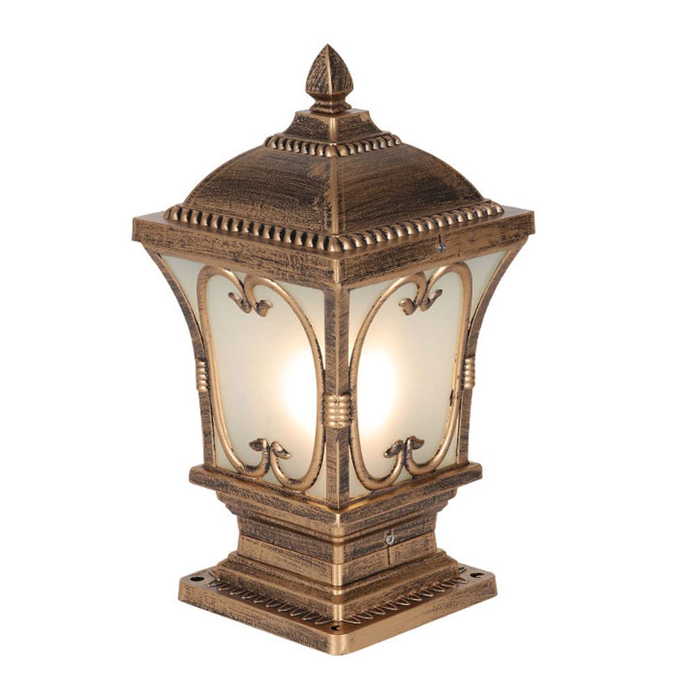 CHENKUI Zewnętrzna Lampa Na Słupku Mosiądz Vintage Post Head Light Szklany Klosz Lampy Ogrodowej Na Zewnątrz IP54 Z Oprawą Oświetleniową Do Mocowania Na Molo Patio Ogród Willa Ogrodzenie