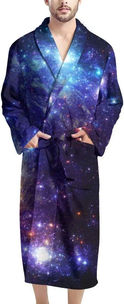 AFPANQZ Men's Bathrobe Big and Tall Full Length Sleepwear Long Sleeve Lightweight Pajama Shawl Robe with Pockets Nightgown