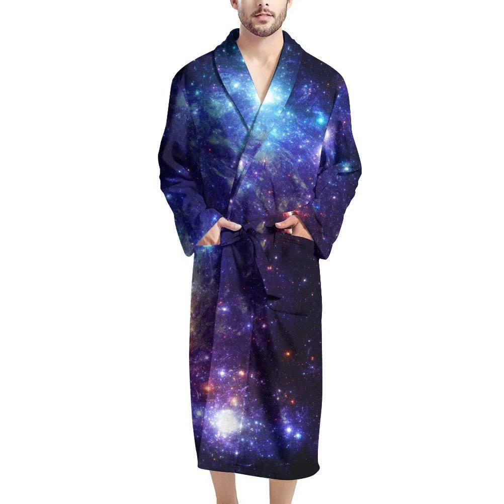AFPANQZ Men's Bathrobe Big and Tall Full Length Sleepwear Long Sleeve Lightweight Pajama Shawl Robe with Pockets Nightgown
