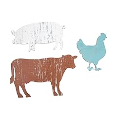 Amosfun ファームハウス動物木製サイン 入り 鶏 豚 牛 シルエット壁掛け装飾 屋内外対応 耐久性農場風デコレーション リビング ガーデン用