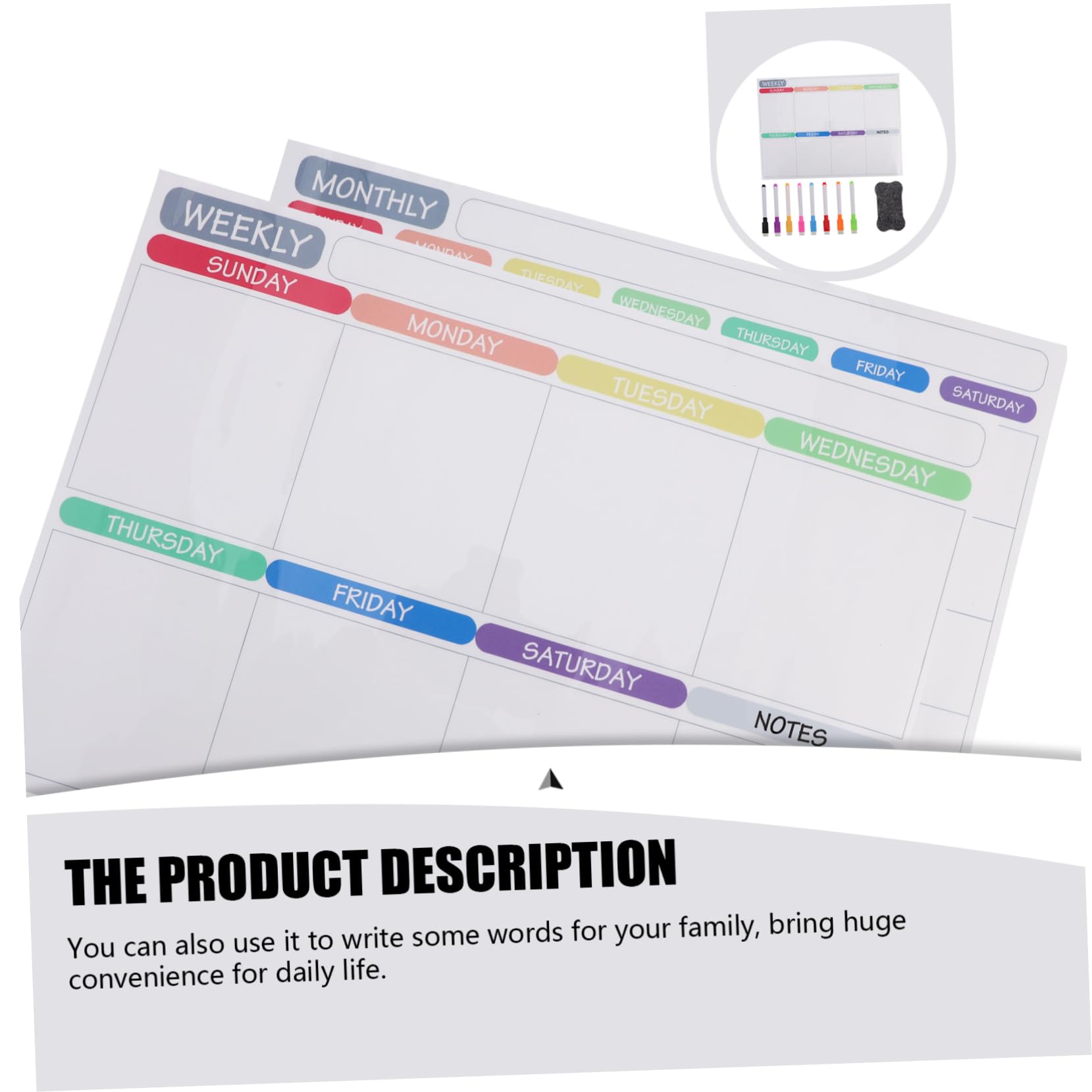 SHINEOFI 3sets Per Frigorifero Lavagna Cancellabile Settimanale e Mensile Planner Organizzatore Per Note Programmazione e Attività Design