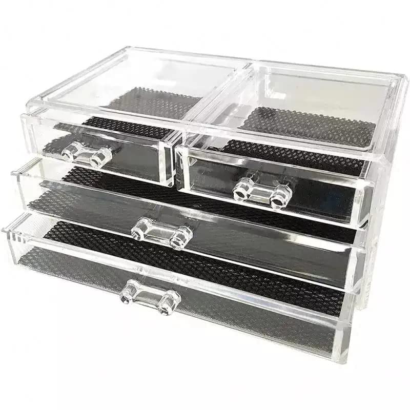 4 Compartment Luxurious Clear Acrylic Makeup Drawers Dressing Table Organizer Cosmetic Jewellery-image-46