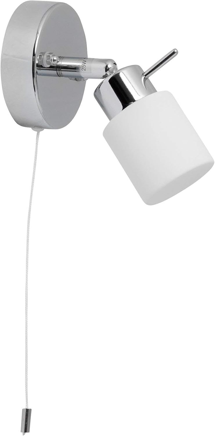 Lighting Polished Chrome with Frosted Glass Shade IP44 Rated Adjustable