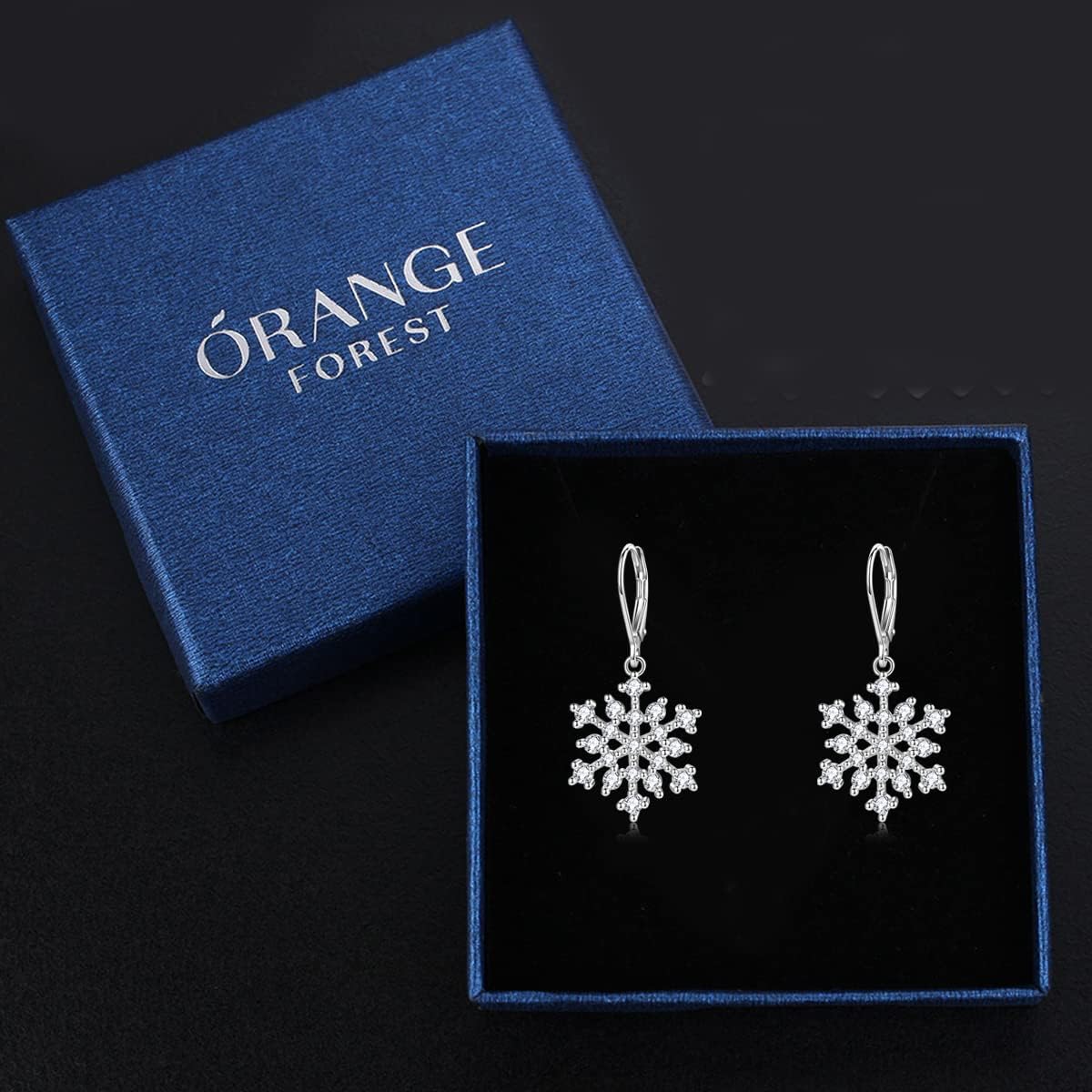 Snowflake Earrings for Woman 925 Sterling Silver Cubic Zirconia Winter Party Flower Snowflake Dangle Drop Earrings Jewelry Chrismas Gifts for Women Girls - Image 6