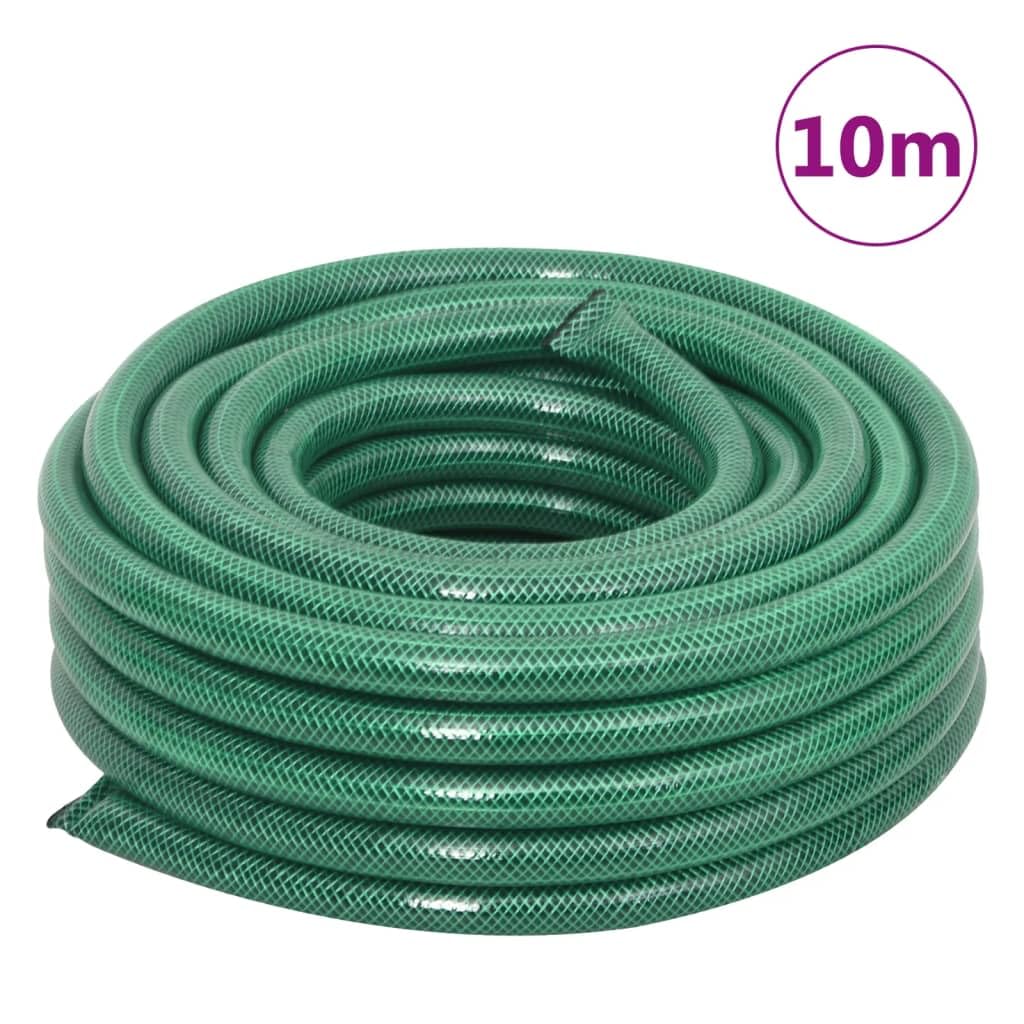Tubo da giardino verde, 1,9 cm, 10 m, in PVC, flessibile, senza pieghe, estensibile, per irrigazione giardino, prato, terrazza, balcone, con raccordo, pistola a spruzzo