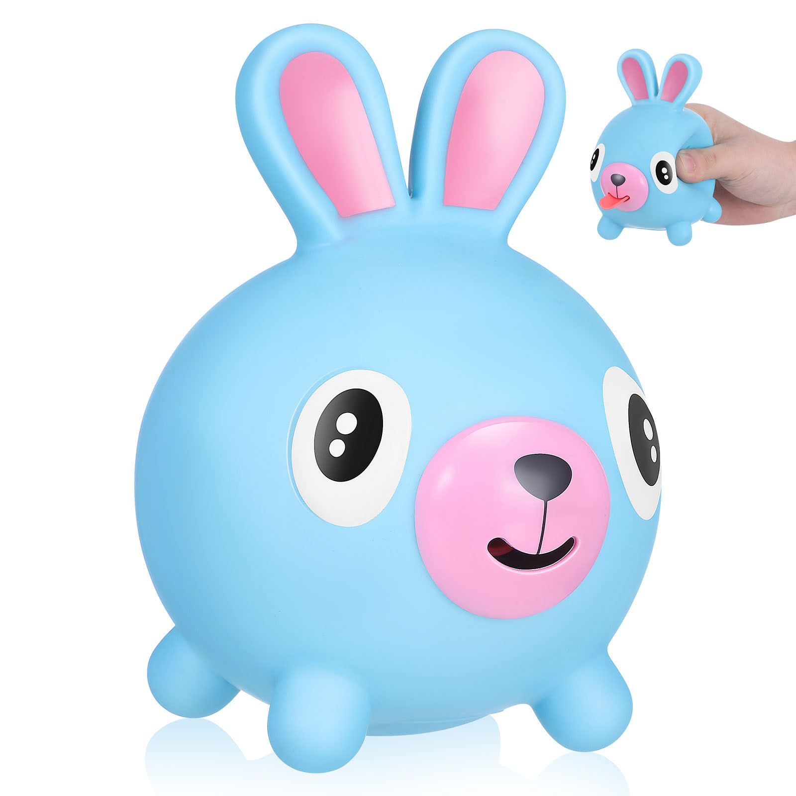TOYANDONA Squeeze Toy for Kids - Rabbit Tongue Stick Out Animal Tongue Out Toy Squeeze Ball for Stress Relief Fun Kids Adults Birthday Party Favors Easter Basket Goodie Bag Stocking Stuffers, Blue
