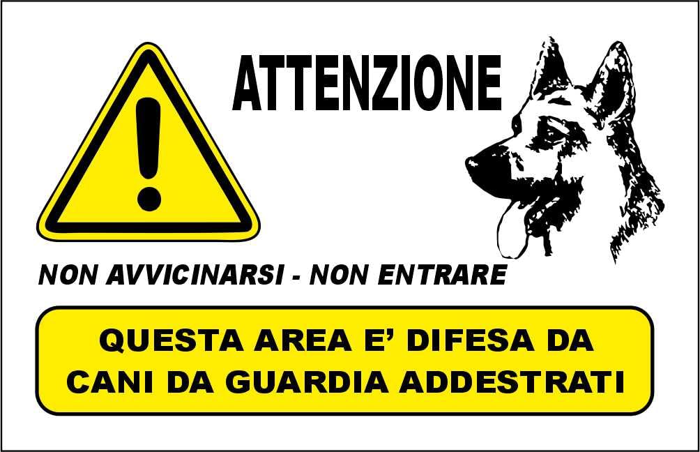 M-ITALY Cartello Segnaletico 'Area Difesa Da Cani Da Guardia' - Adesivo/Pannello Forex/Alluminio, 30x12 Cm